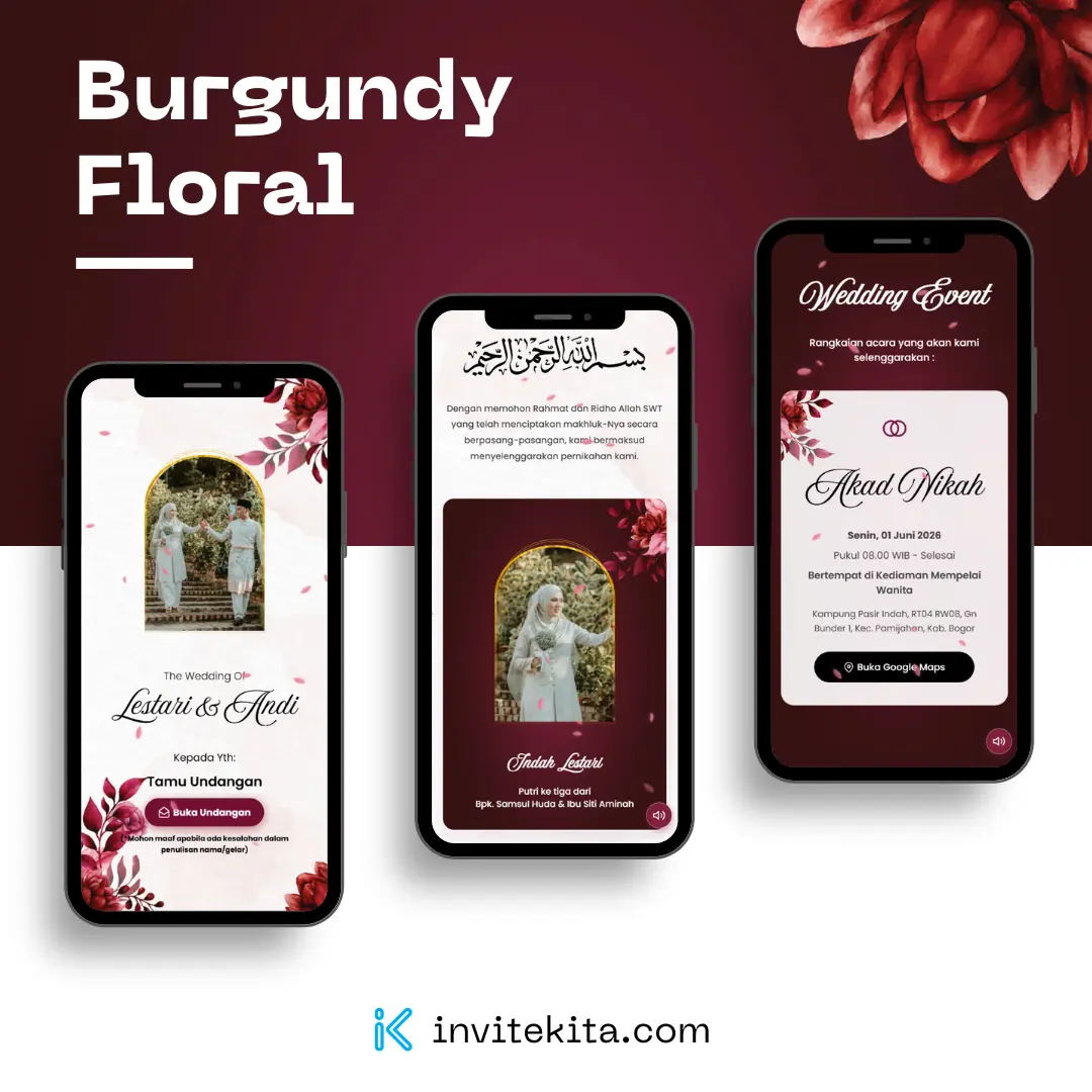 Tema Undangan Burgundy Floral