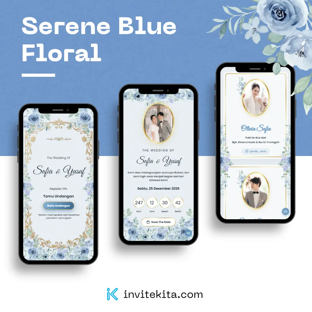 Tema Undangan Serene Blue Floral